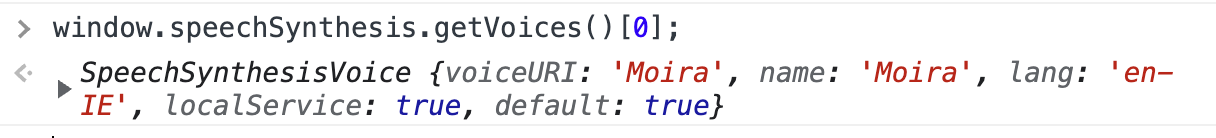 A SpeechSynthesisVoice object