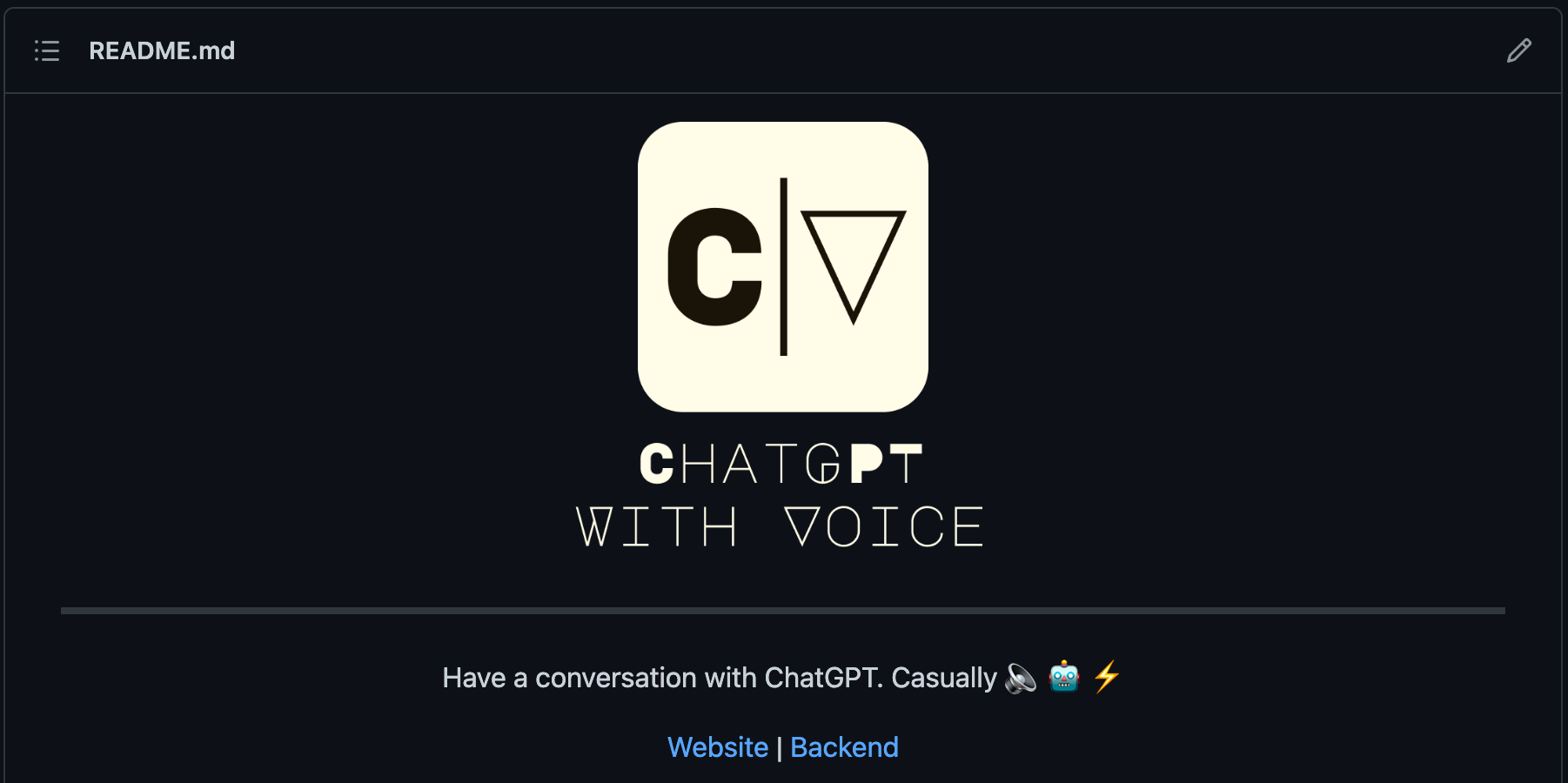ChatGPT With Voice logo in dark mode
